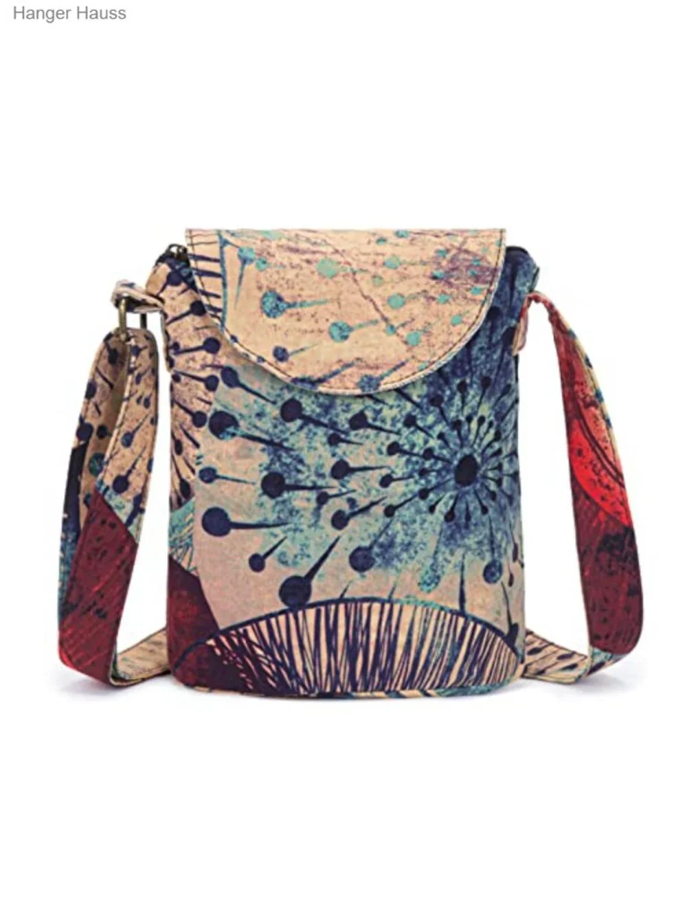 Retro Small Canvas Shoulder Bag Boho Crossbody Handbag with Double Zipper
